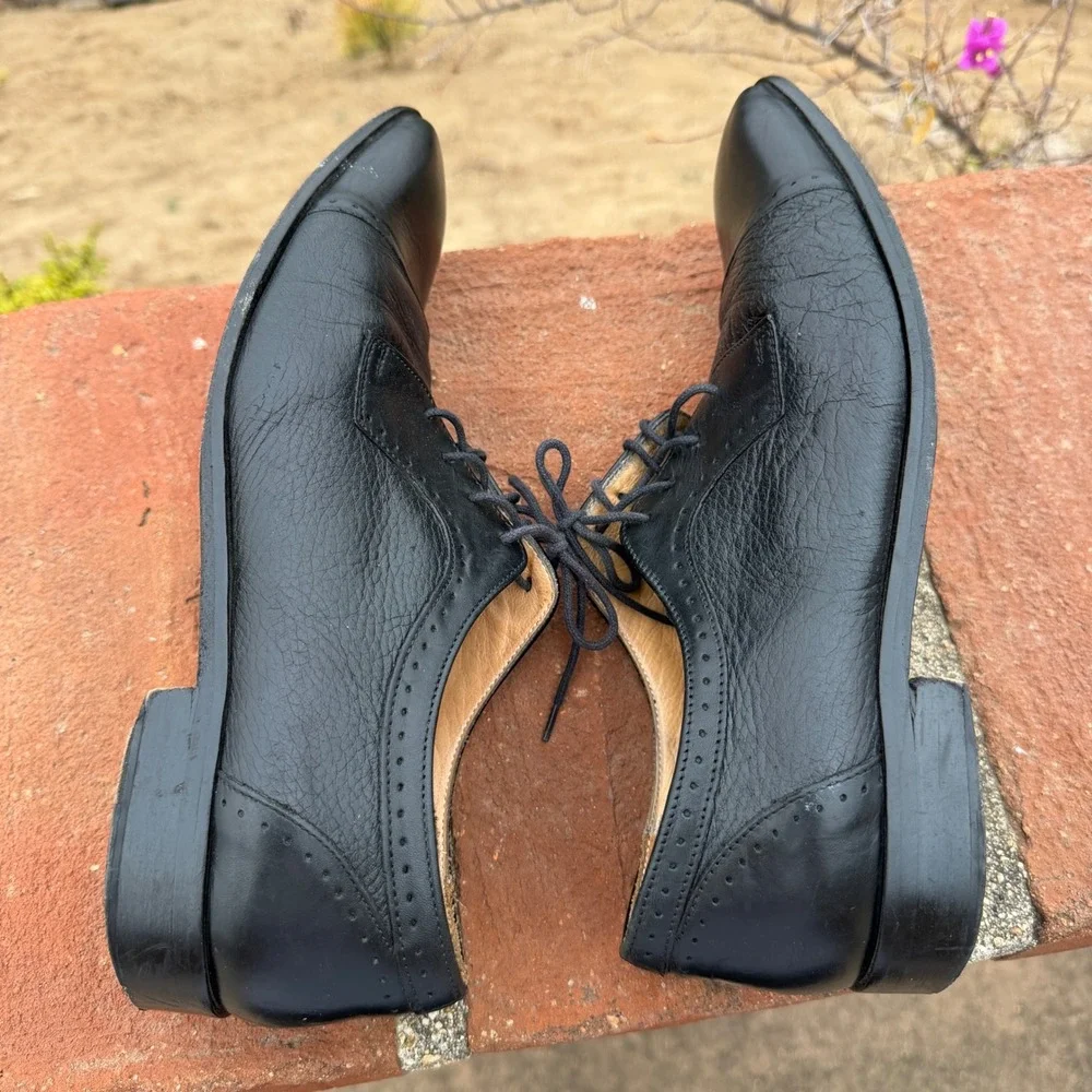 Vintage Mercanti Fiorentini Cap Toe Oxford Leather Black Size 8.5